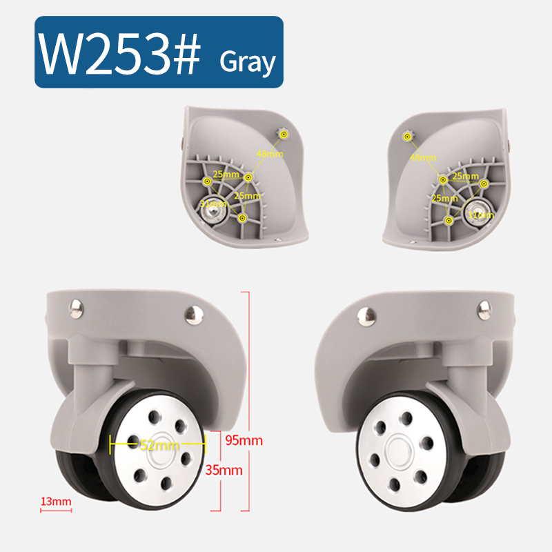 1 Pair of Universal Luggage Wheel Replacement Silent Balanced Wear-Resistant Universal Caster Luggage Accessories: Yellow