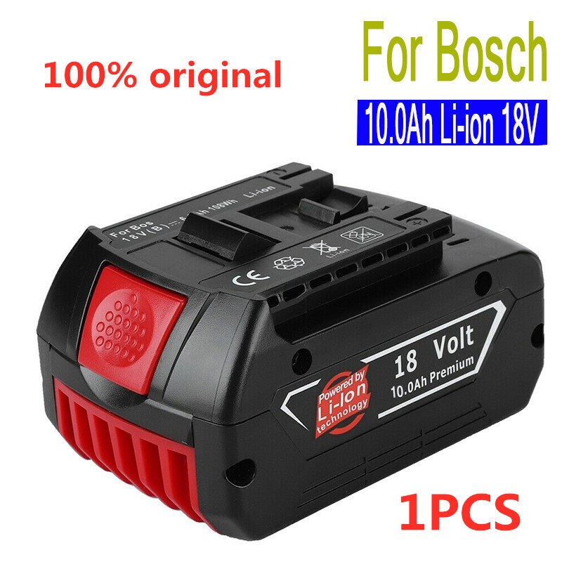 2 Pcs 18V10000mAh Oplaadbare Voor Bosch 18V Batterij Backup10.0A Draagbare Vervanging BAT609 Lampje + 3A Batterij Oplader: 1pcs battery