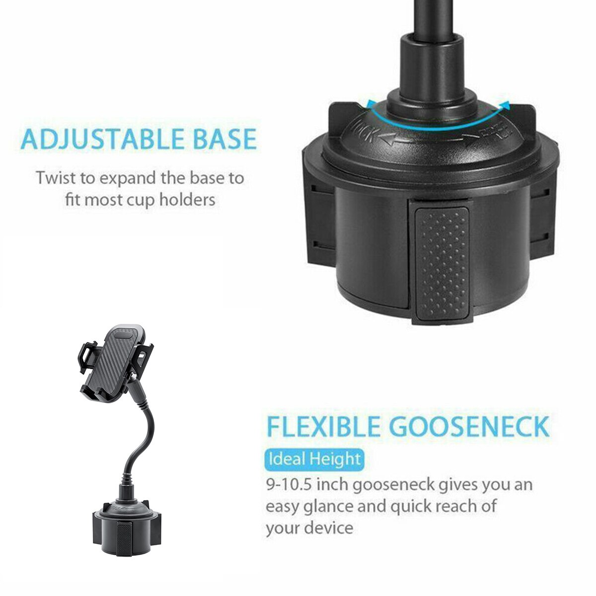 Universele auto mobiele telefoonhouder, ventilatieroosterbevestiging, mobiele telefoonhouder voor iphone in autobeugel, verstelbare zwanenhalsbeker