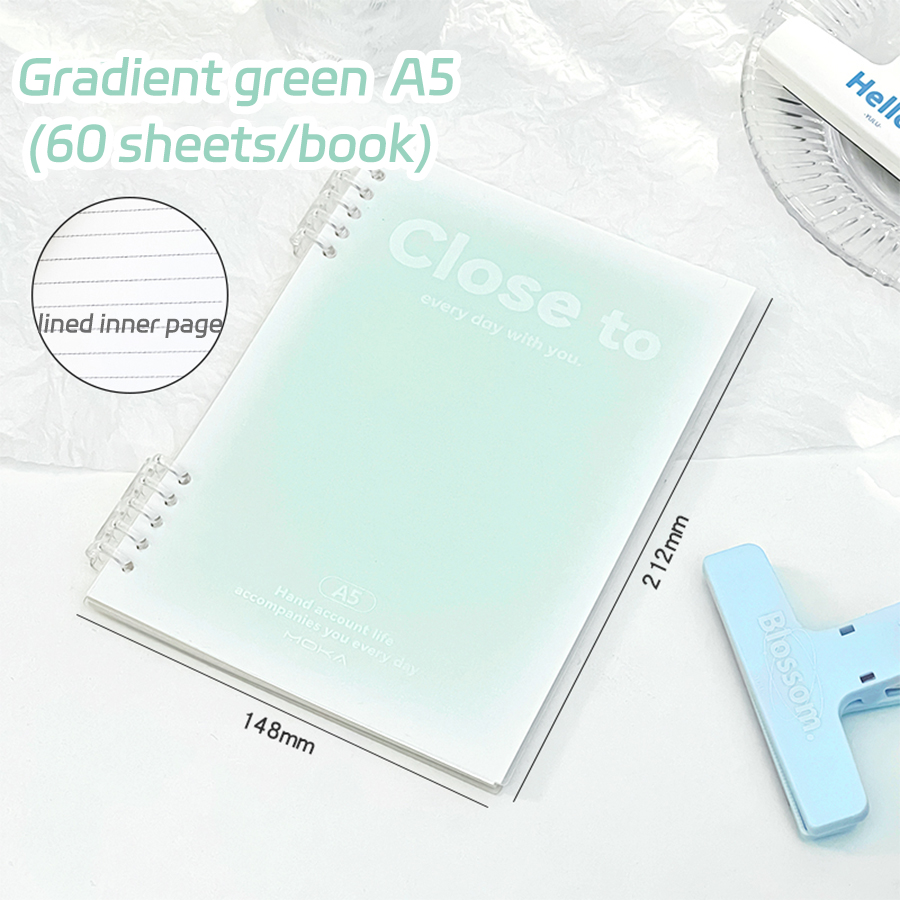Loose-leaf Notebook Gradient Color Five-hole Detachable Lined Notepad A5/B5 Simple Ins Student Stationery School Office Supplies: Light Grey