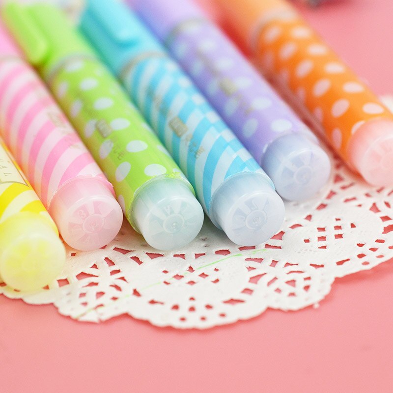 6 unids/lote lindo Punto de marcadores Kawaii 6 colores dibujo marcadores para el de los niños de la escuela