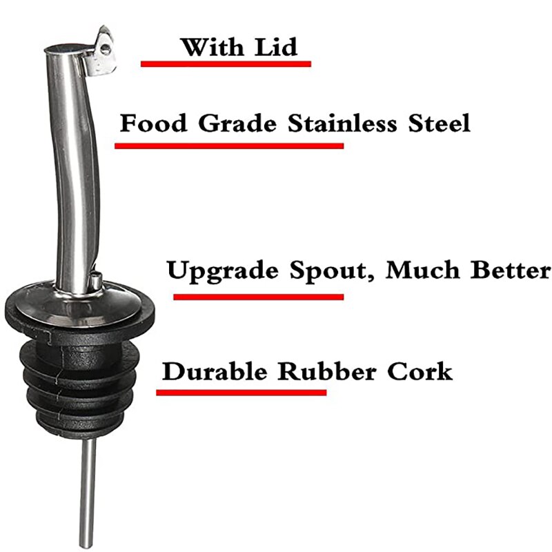 Stainless Steel Wine Pourers With Lid Environmental Protection Pour Spout Cocktail Shaker Pouring Device Wine Stopper Dispenser