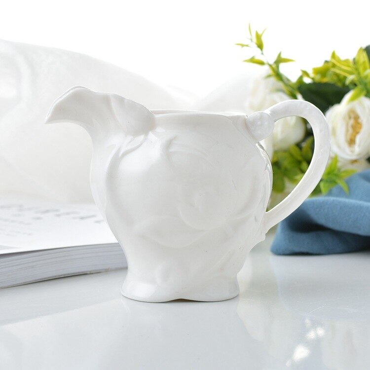 Milk Cup Milk Cans Ceramic Milk Cup Milk Cans Hotel Western Restaurant Cafe Pure White Embossed Lotus Cup