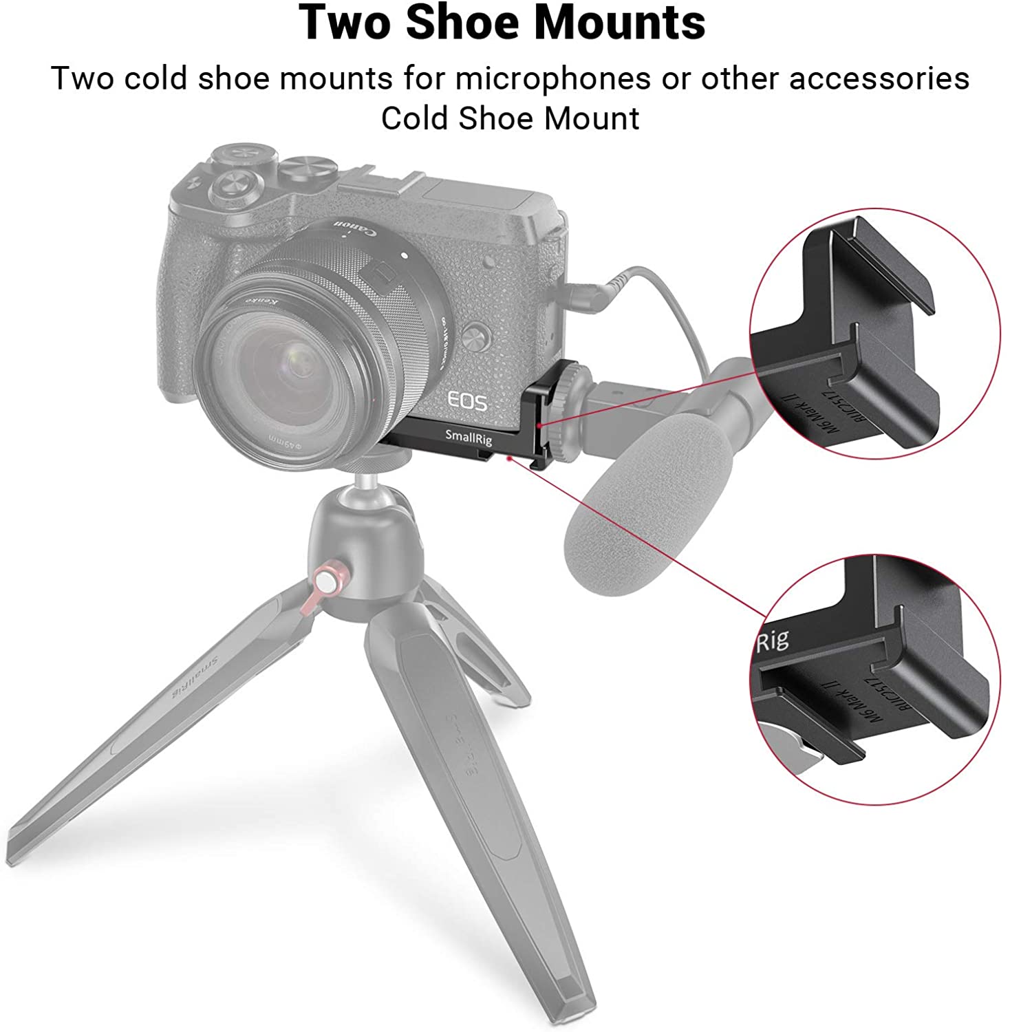 SmallRig Vlogging Cold Shoe Plate for Canon EOS M6 Mark II Camera DIY Camera Rig For Microphone Attach Light Weight 2517