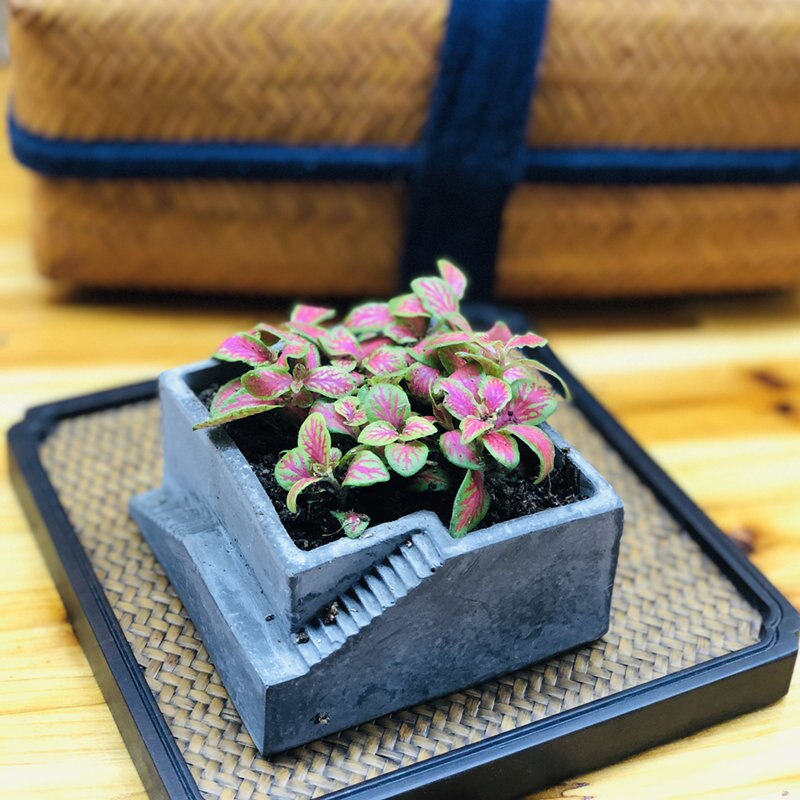 Vierkant Gebouw Met Trappen Vorm Beton Siliconen Mal Cement Klei Ambachten Succulenten Pot Gips Gips Siliconen Mallen