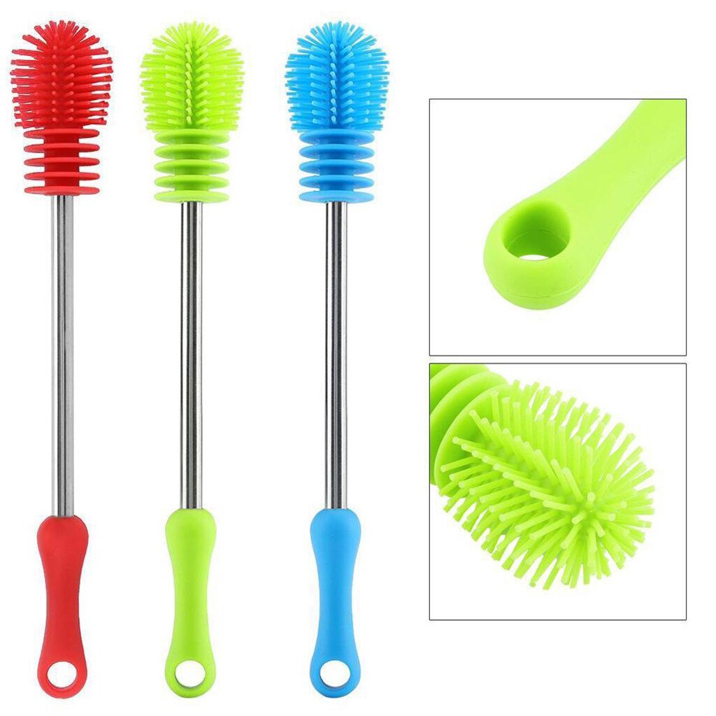 Limpiador de cocina de silicona para limpieza de botellas, cepillos de limpieza, cepillos de limpieza, cepillos de vidrio # Y5