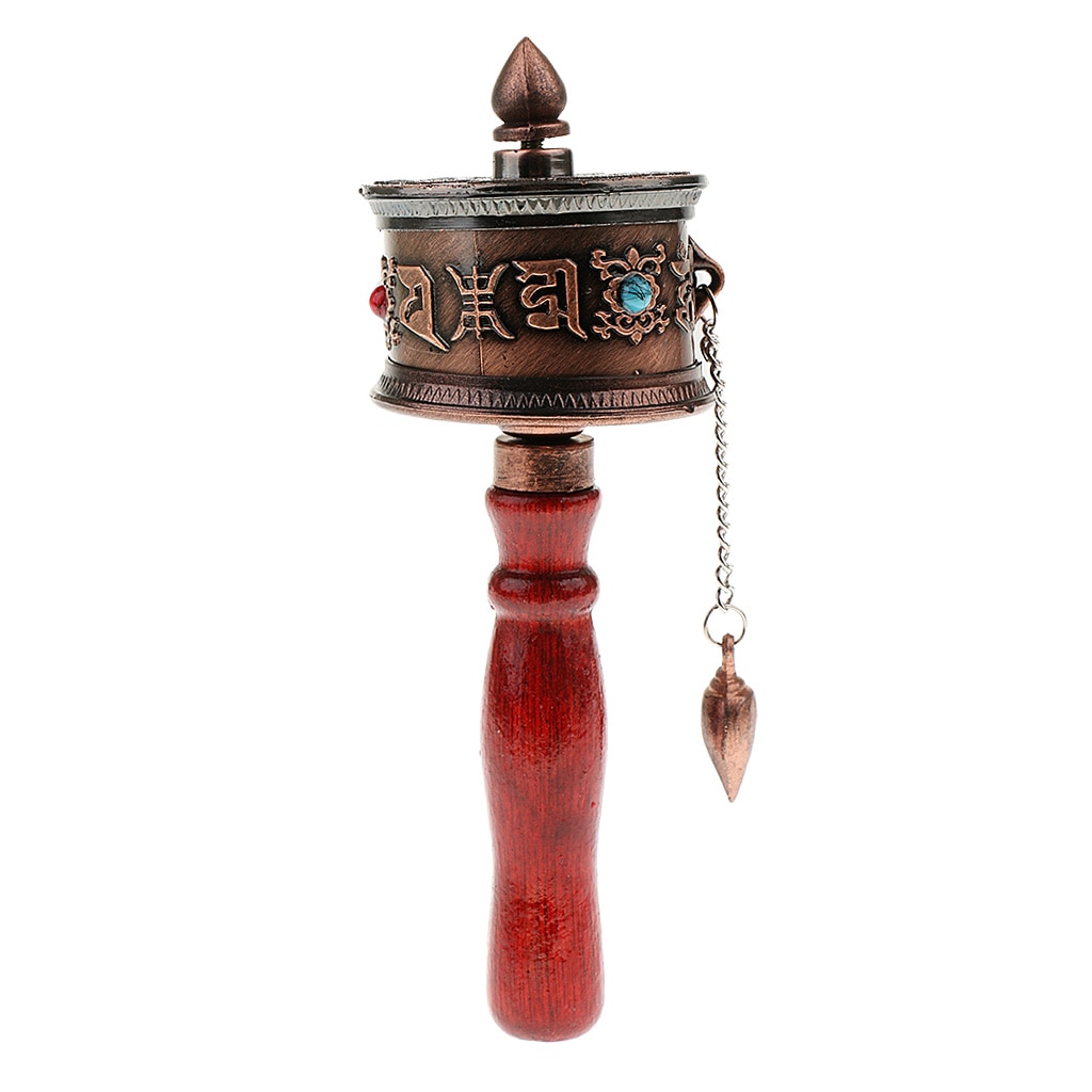 Handhållet tibet bönhjul med om mani padme hum mantra för buddhistiska ritualhändelser , 14cm plast