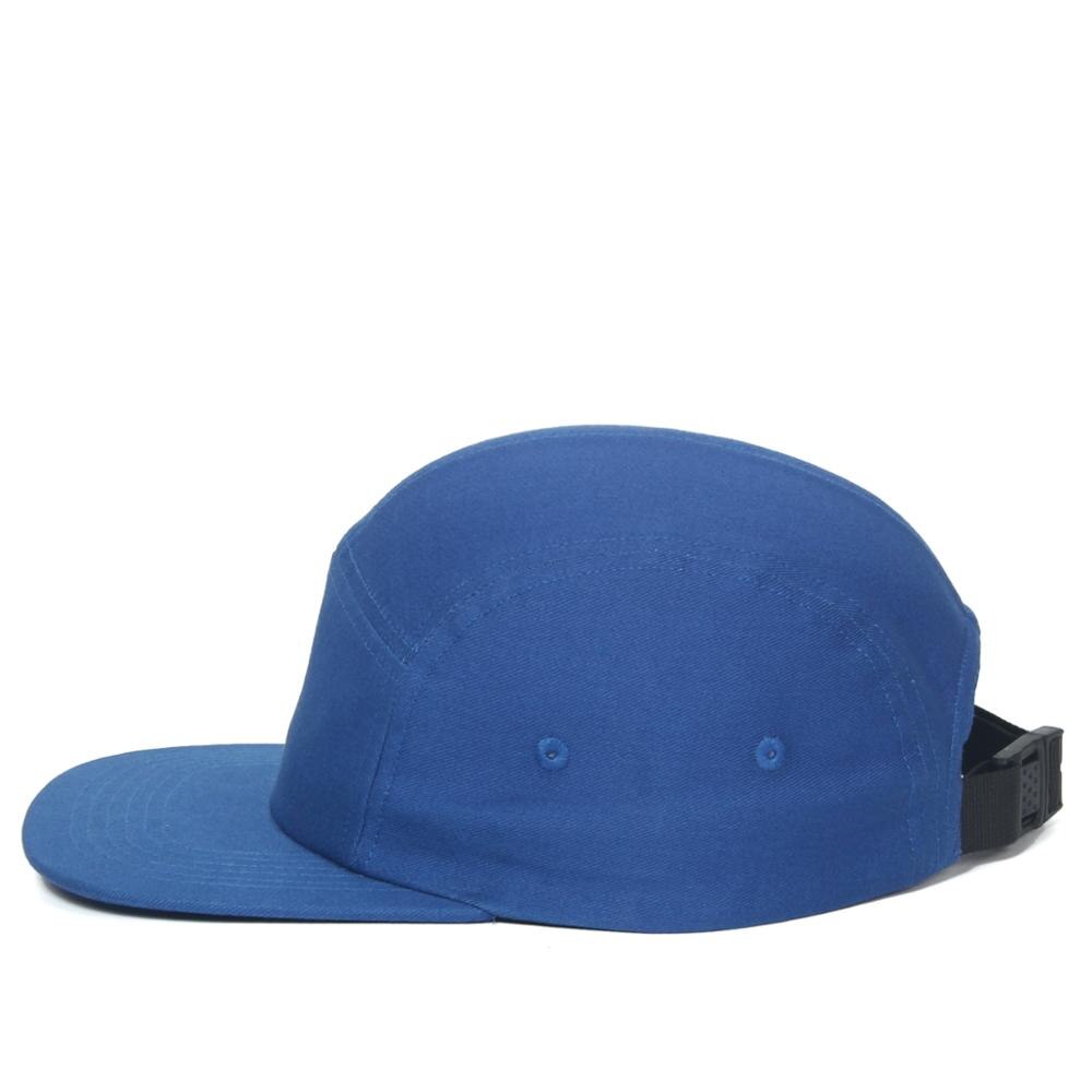 DongKing 5 Panels Cap Short Brim Hat Flat Bill Cotton Blank Camping Hats Solid Colors Low Crown Classic Adjustable: Royal