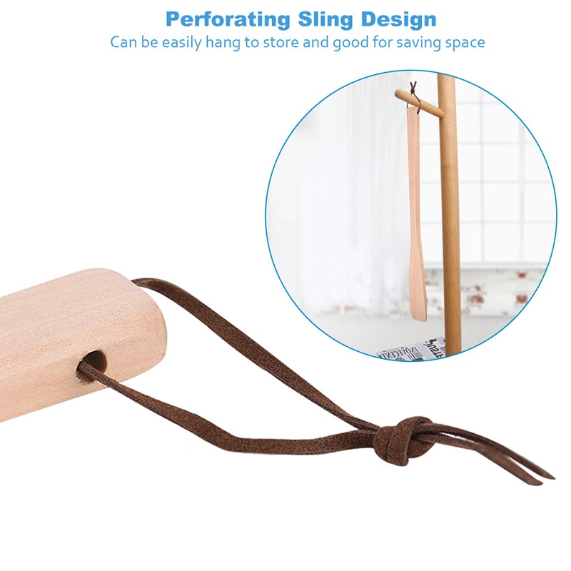 Soumit craft tresko horn hollandsk tre lang håndtak skohorn løfter med hengende tau for sko tilbehør horn 25cm 40cm 53cm