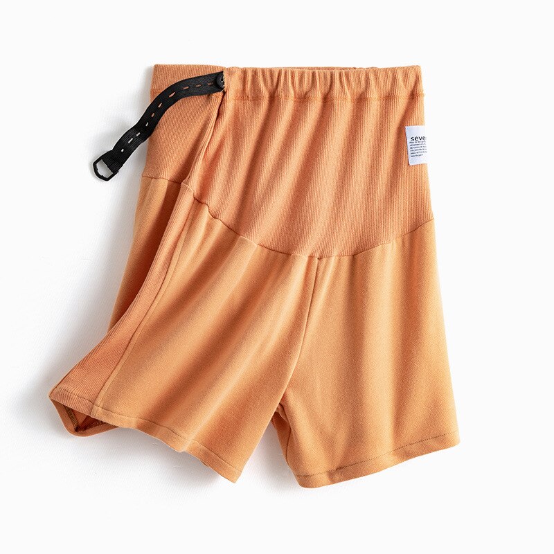 Pantalones cortos de maternidad para mujer embarazada, pantalón de chándal informal de cintura alta, con soporte para el Abdomen, de secado rápido: Naranja / M