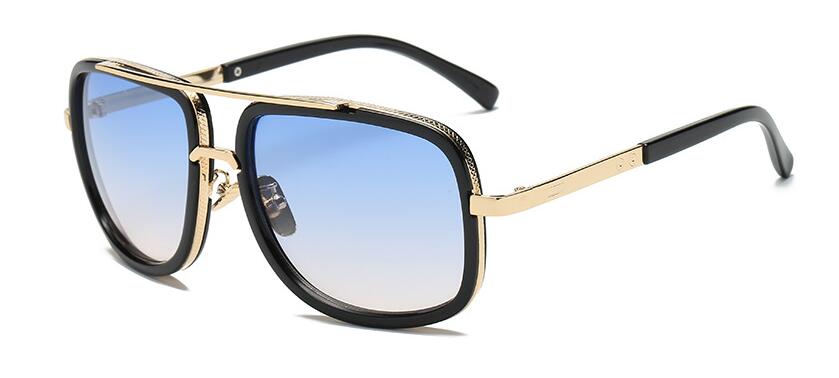Mach One-gafas De Sol cuadradas para hombre y mujer, lentes De Sol unisex De lujosa, estilo Retro, De gran tamaño: DoubleBlue