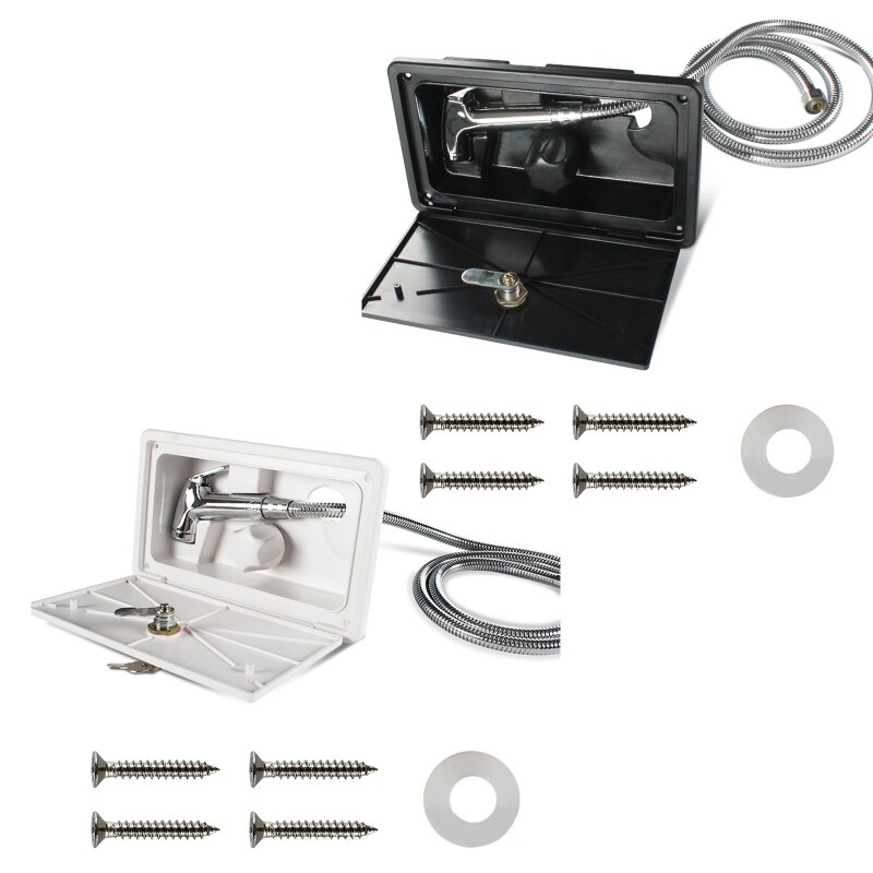 Rv doucheboxset met slot - inclusief douchekraan, doucheslang, douchestang voor boot, camper, caravan