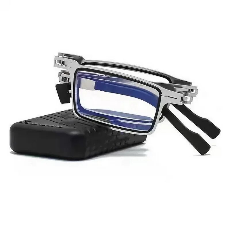 Stalen Metalen Opvouwbare Leesbril Hd Anti-Blauw Licht Draagbare Modieuze Leesbrillen Voor Heren En Dames: +150