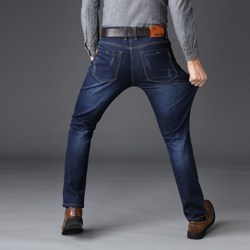 Høst vår mellom vekt menn casual biker denim jeans stretch denim bukser solid slim fit jeans mann street skinny bukse: Blå / 38
