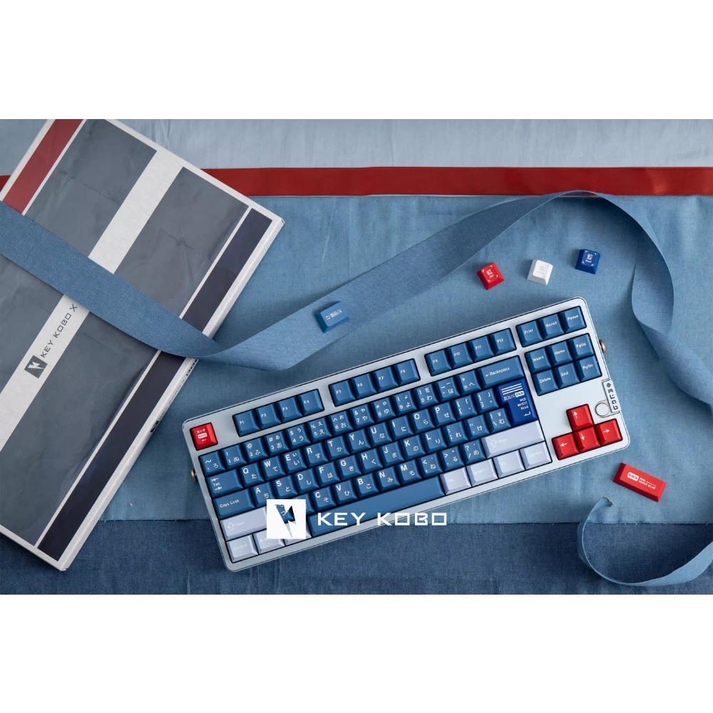 KeyKobo R.W.B Keycaps 136 toetsen Blue Cherry Profile ABS Double Shot Custom MX Keycap voor mechanische gamingtoetsenbordaccessoires