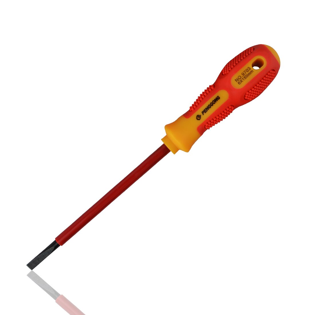 1 stuks geïsoleerde schroevendraaier met spanningsbestendigheid, 1000v precisie magnetische sleufschroevendraaiers voor elektriciens, handgereedschapset