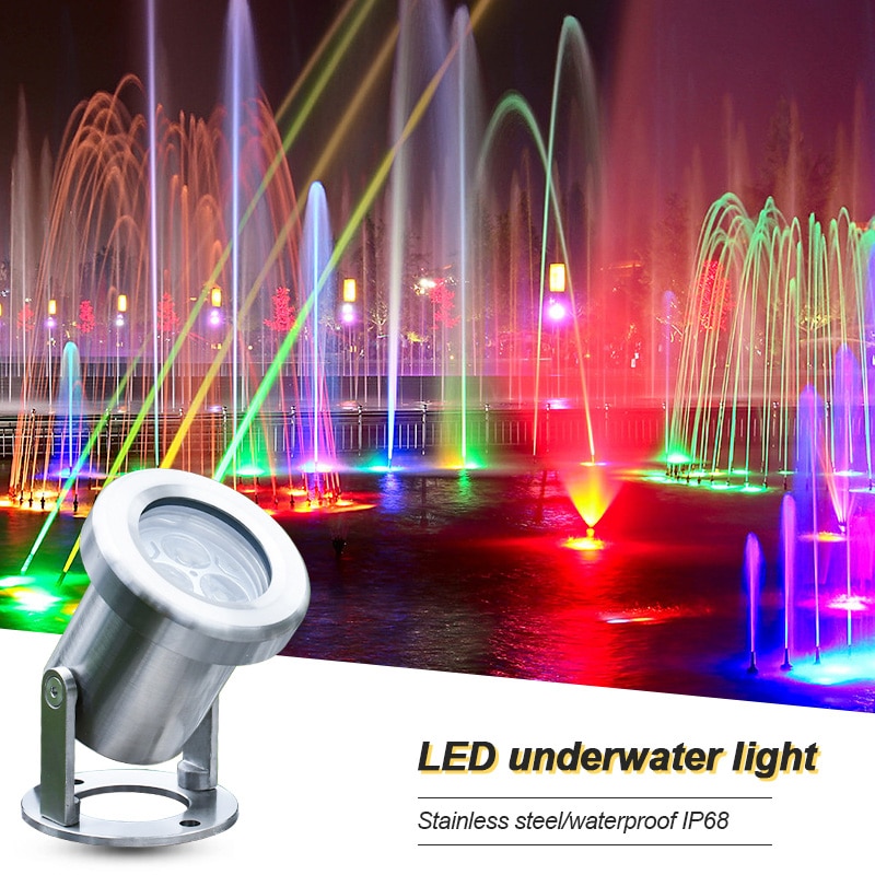 LED underwater light colorful spotlight ip68 waterproof stainless steel pool light 3w RGB changeable fountain lights pond lights