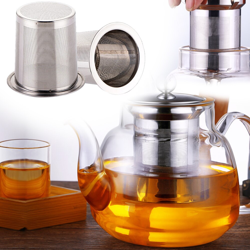 304 Stainless Steel Tea Strainer Teapot Double Handles Loose Leaf Spice Filter Cup Hanging Infuser Kitchen Accessories Cl