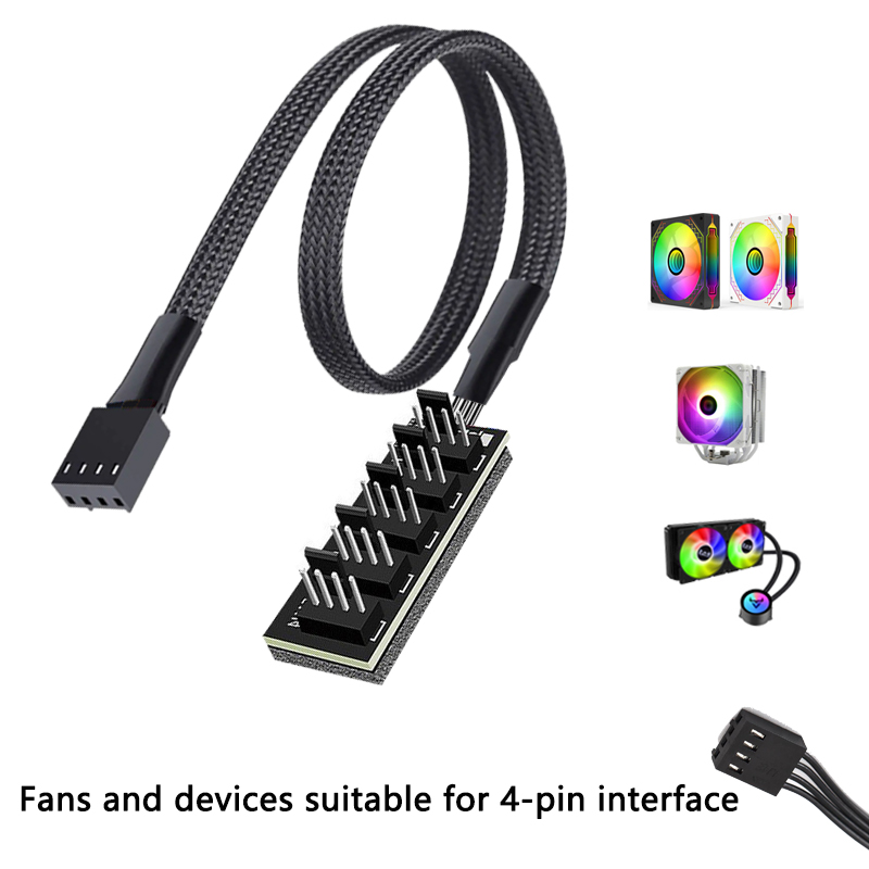 1 tot 5/6 PWM Fan Hub PC CPU Cooling 4PIN Fan Power Kabel Hub Adapter Mouwen Case Splitter voor Computer Koeler Case Fans