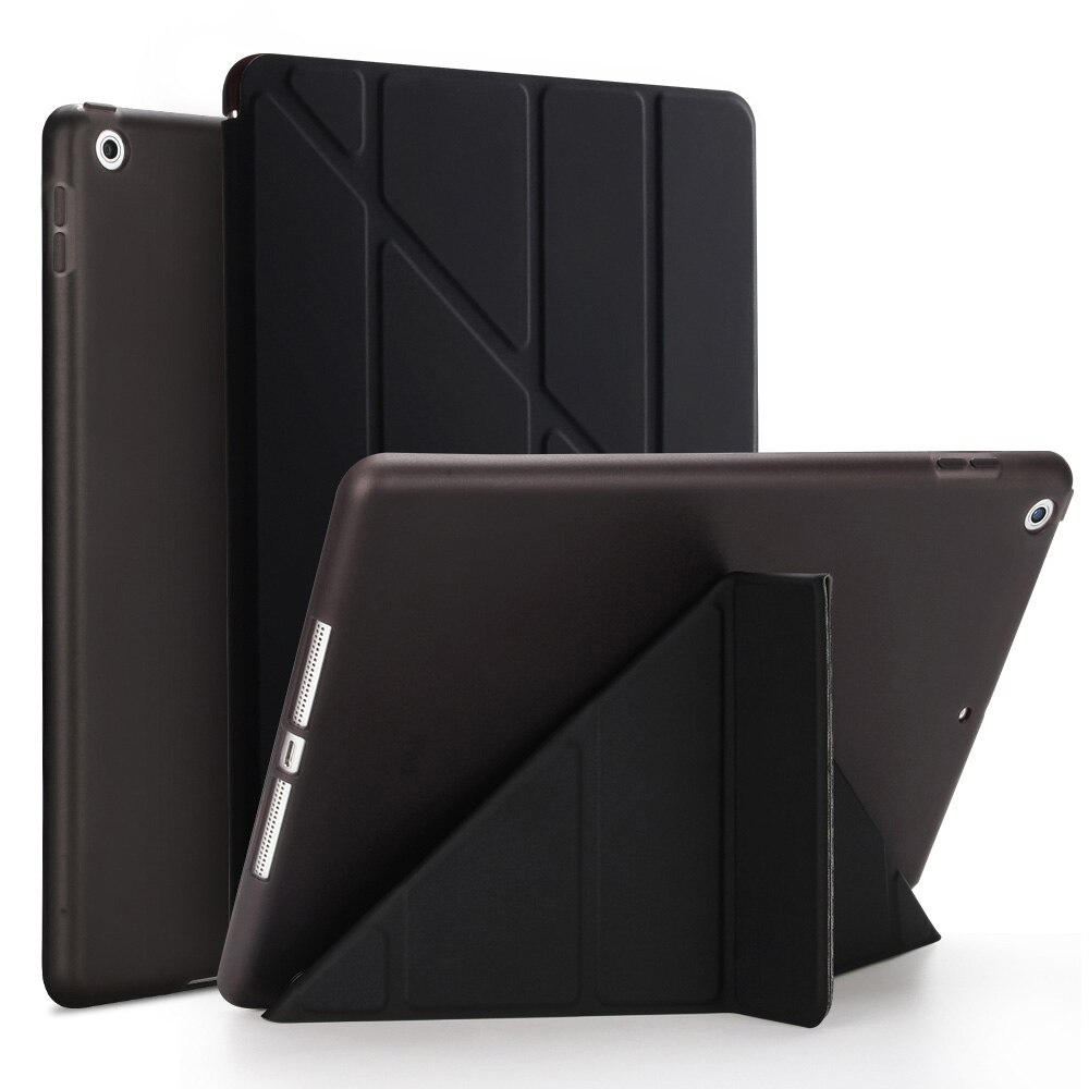 Etui na Tablet do ipada Air 2 9.7 "PU Leather Smart Sleep wake funda Trifold stojak solidna inteligentna obudowa do ipada Air 2 A1566 A1567: Black
