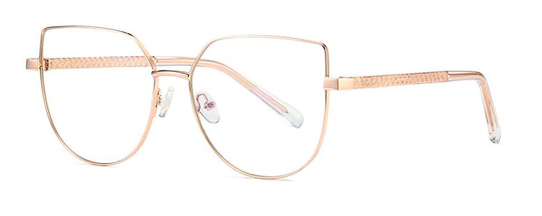 Gafas de ordenador con bloqueo de luz azul ojo de gato dorado, de , marco de gafas ópticas, transparentes, sin Dioptor: C3 Rose Gold