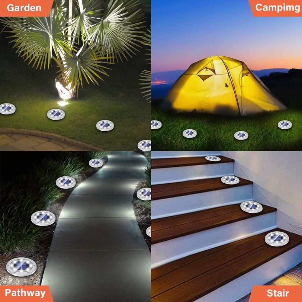 Solar Grond Lichten 12 Led Solar Tuinverlichting Waterdichte Outdoor Solar Schijf Verlichting Landschap Verlichting Voor Gazon Pathway Yard