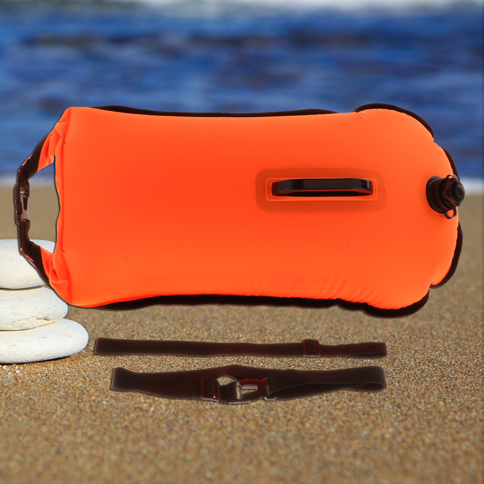 Waterdichte Veiligheid Zwemmen Boei Dry Bag Opblaasbare Apparaat Voor Open Water Zee Zwembad Surfen Snorkelen: 28L Black 36x72cm
