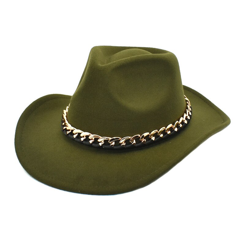 Lidafish Europese Amerikaanse Western Cowboy Hoed Vrouwen Mannen Wolvilt Jazz Hoed Outdoor Gentleman Sombrero Hombre Cap: Army Green