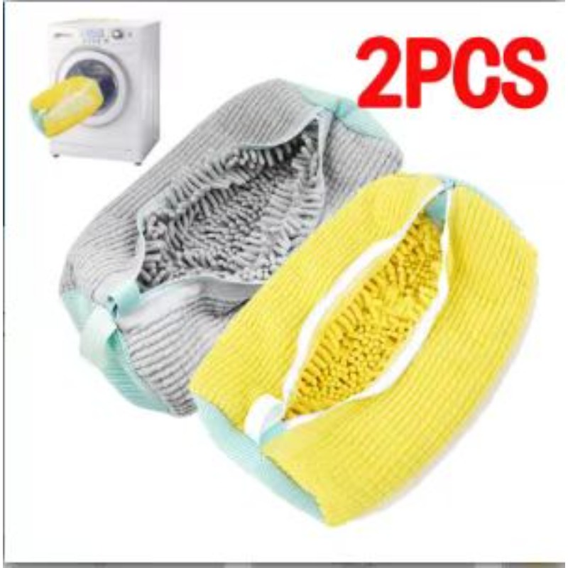 Katoenen schoenwaszakken, anti-vervorming wasmachinezakken voor schoenen/kleding, pluizige pluisjes, herbruikbare mesh-organizer