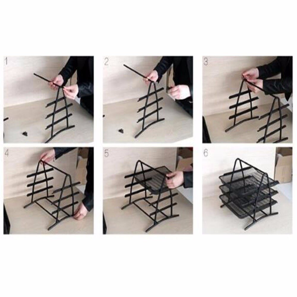 1 Pc/Pack 3-Layer Metal A4-Size DIY File Tray & Magazine Organizer for Office and Home