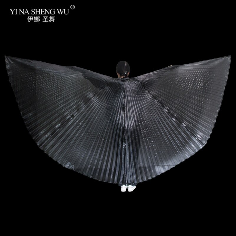 Alas de Isis para danza del vientre para adultos, accesorio para danza del vientre, bollwood, Oriental, egipcio, alas, disfraz sin palos, dorado: Black