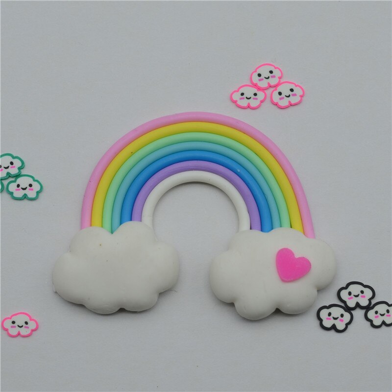 5 stk skjønnhet kawaii himmel spiral regnbue kjærlighet på pinne godteri polymer leire cabochons flatback til gjør-det-selv-telefondekorasjon: Regnbue 2