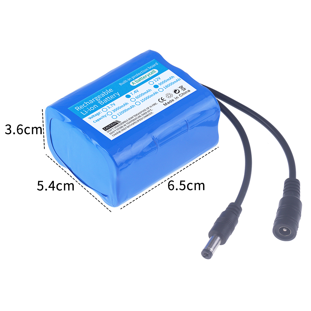 Batería de iones de litio de 7,4 V, 18650 2S, Cargador USB, 3000mah, 6000mah, 9000mah, 12000mah, Control remoto, piezas de repuesto para barcos de cebo de pesca: Rojo