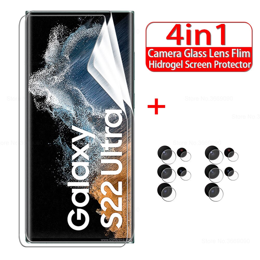 4in1 Hydrogel Film Screen Bescherming Voor Samsung Galaxy S22ultra S22 Ultra 5G Camera Lens Protectors Samsun S 22 Ultra zachte Film: 4in1