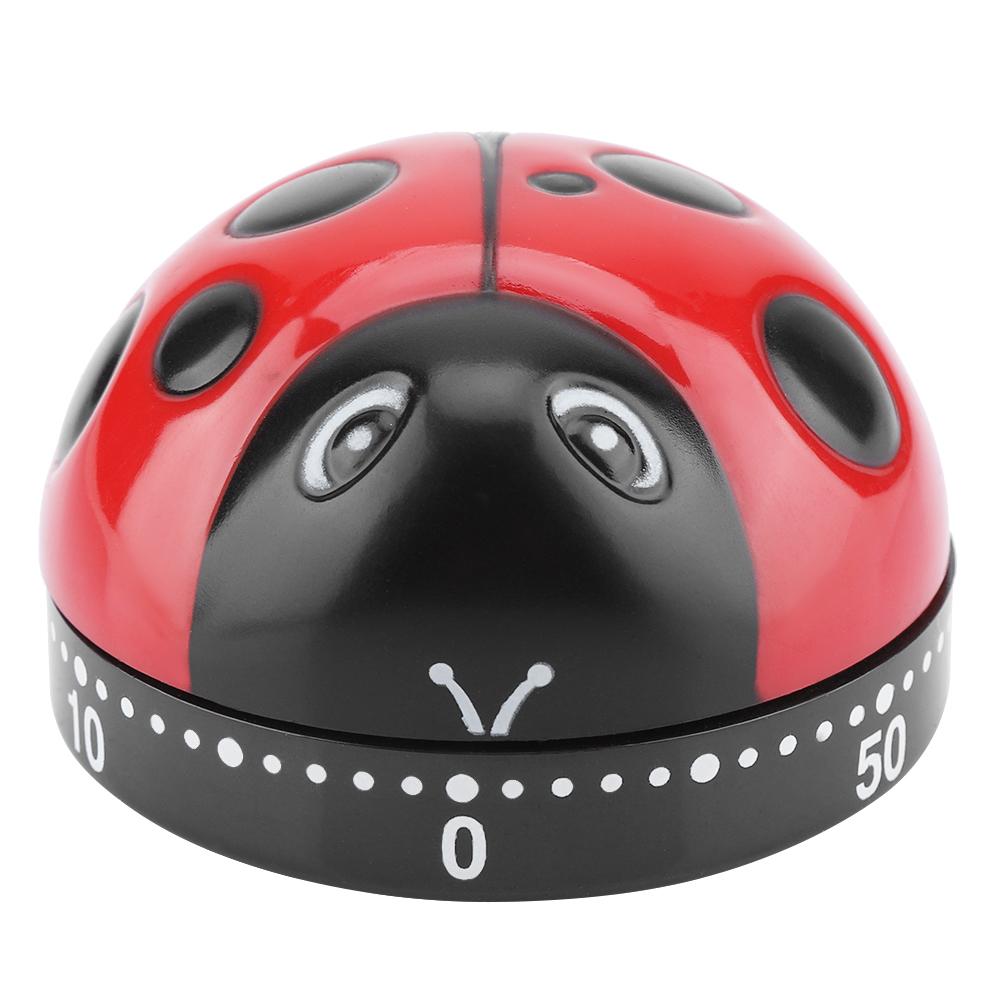 Kitchen 60-Minute Timer Ladybug-Shaped Rust-Proof Mechanical Alarm Clock Durable Kitchen Tools