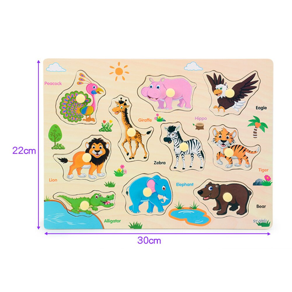 Animal Number Fruit Animal Wooden Puzzle Pairing Board Development Kids Toy Kids Educational Toys for Children