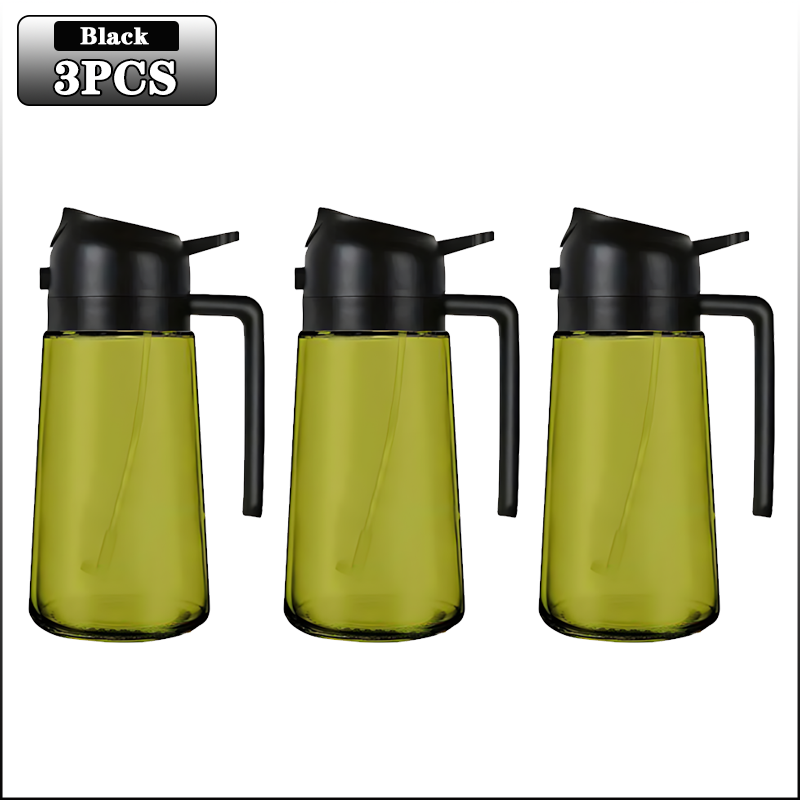 Pulverizador de aceite de vidrio oscuro 2 en 1, dispensador de aceite de oliva, pulverizador de aceite negro a prueba de luz para cocinar ensaladas y barbacoas, herramientas para barbacoa: Verde claro