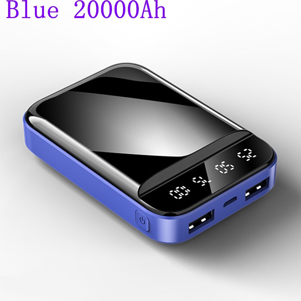 Floveme batterie externe miroir affichage numérique double USB sortie ports 2.1A charge rapide 480010000/20000 mAh pour Smartphone: 20000mAh Blue
