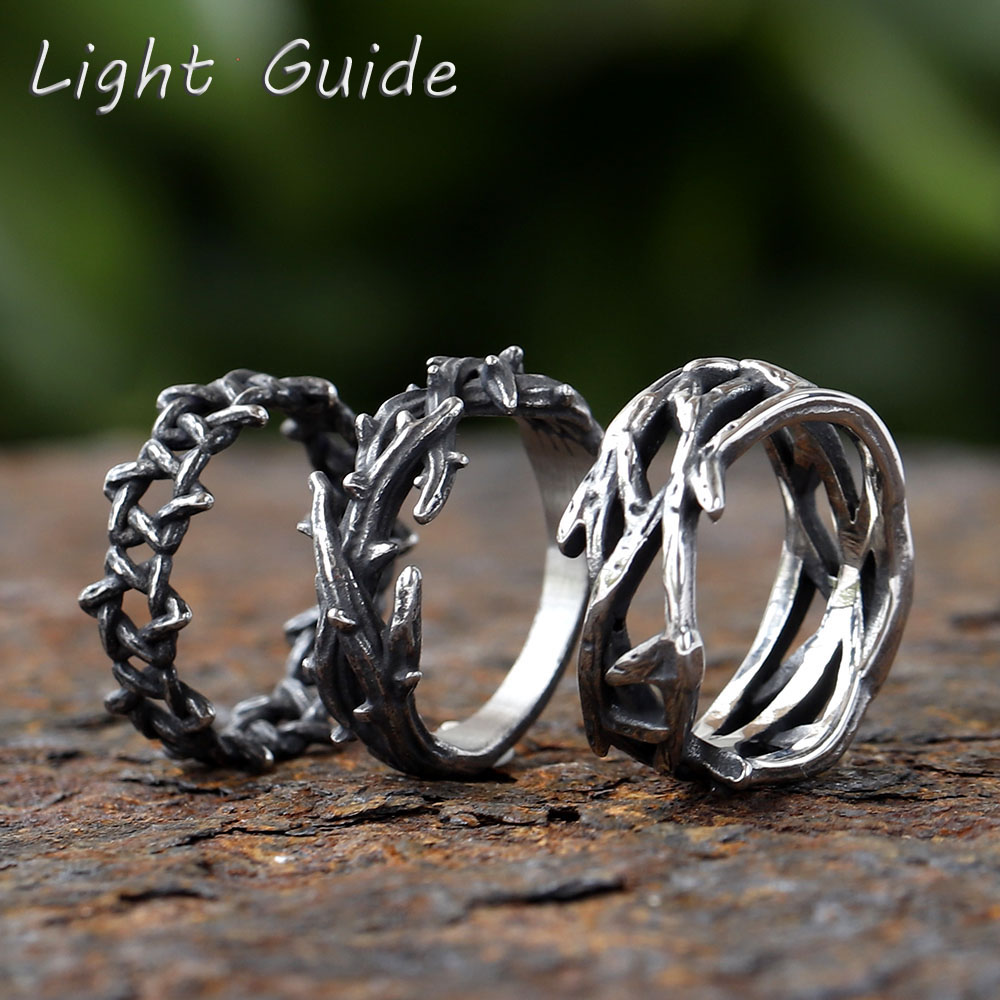 Anillo de pareja de espinas irregulares de acero inoxidable 316L con personalidad, anillos de dedo Retro para hombre y mujer, de joyería para amantes 2024
