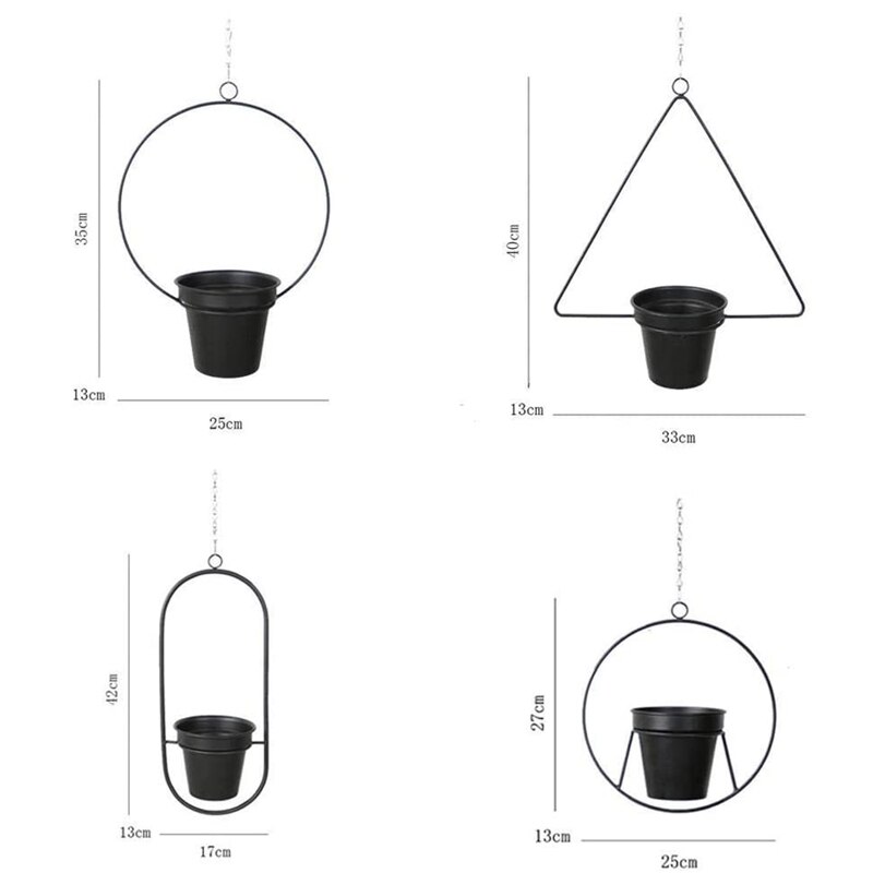 Vasi da fiori per piante sospese, 4 pezzi, appesi per decorazioni da parete per fiori, decorazioni da giardino a soffitto per balcone, con catena sospesa