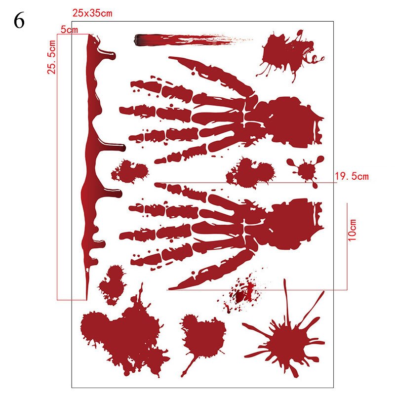 Halloween Bloody Handprint Stickers Horrible Wall Window Door Floor Decal Stickers Party Decoration Haunted House Prop: 6