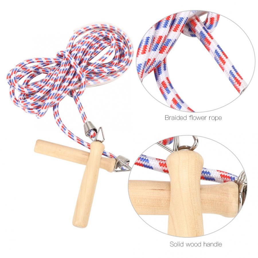 3/5/7/10 M Jump Rope Wooden Handle Cotton Skipping Rope Multiplayer Unisex School Rope Skipping For School Training Accessory