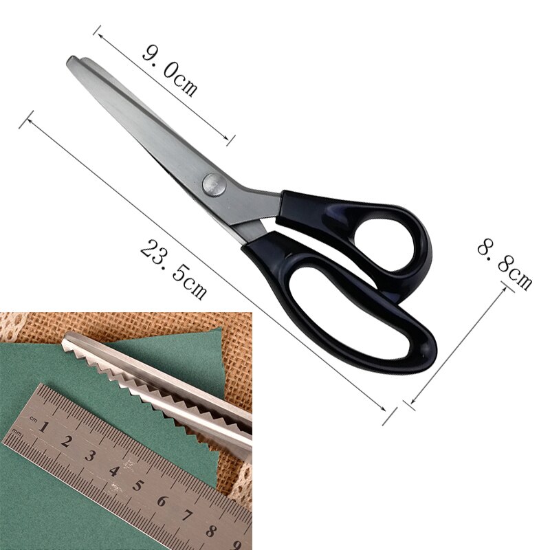 Sömnad snitt 23.5cm zig zag klänning skräddare läder hantverk tyg sax rosa sax textil denim gör det själv klädselverktyg: Triangel 5mm