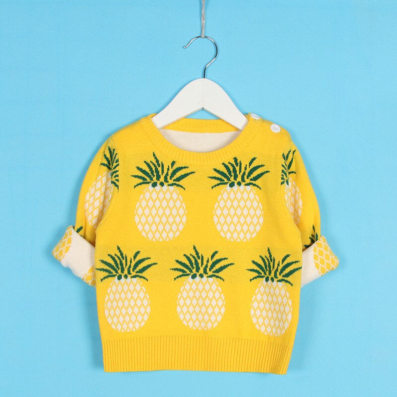 Kindertruien ananas gebreide truien kinderen ouder-kind outfit jongens meisjes katoenen kindertrui voor meisjes: 110 cm geel