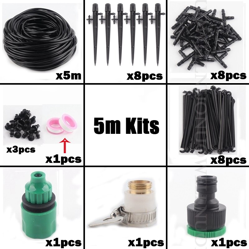 5~50M Smart Garden Watering System Automatic Micro Drip Irrigation Watering Kits Garden Watering Timer Kit Irrigation System: 5m Black Kits