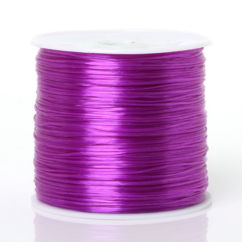 1 rollo/60 M 0,7mm hilo elástico línea de cristal redonda cable elástico de goma de Nylon para hacer joyas pulsera de cuentas 14 colores: Purple