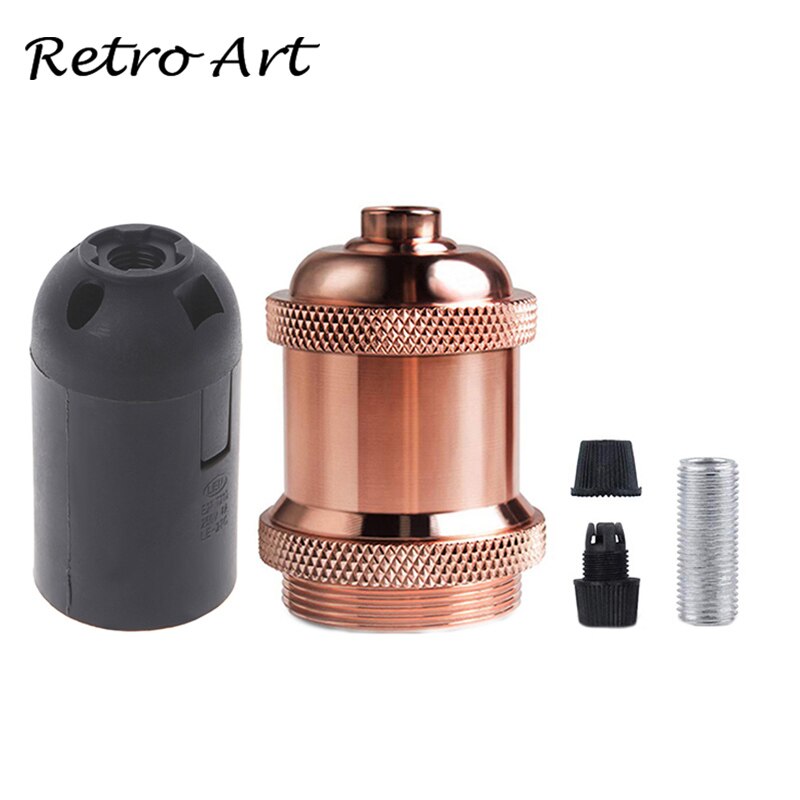 E26/E27 Screw Light Bulb Socket Edison Retro Pendant Lamp Holder: Rose Golden / e27
