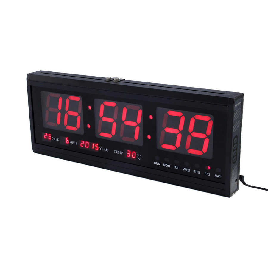 Red Digital Large Jumbo LED Wall Desk Alarm Clock Calendar Temperature Practical