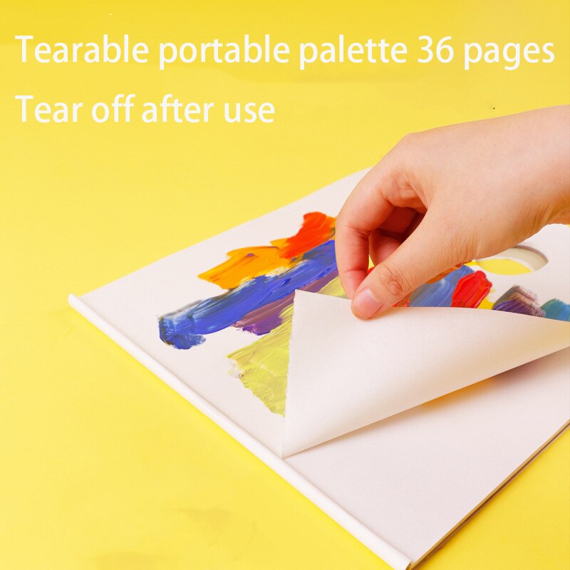 Can tear portable coloring paper studio disposable 36 pages oil painting gouache paint palette painting supplies: Default Title
