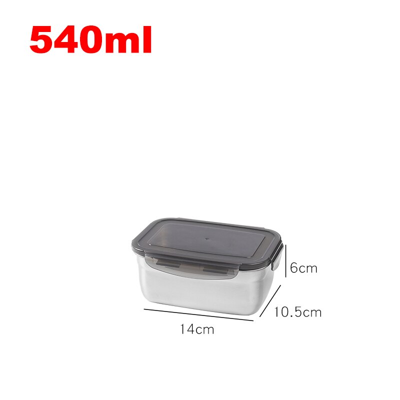 0.39- 3.7L Kids School Bento Box Rvs Afdichting Lekvrij Picknick Voedsel Container Metalen Draagbare Reizen Lunchbox Dining: 540ml- Rectangle